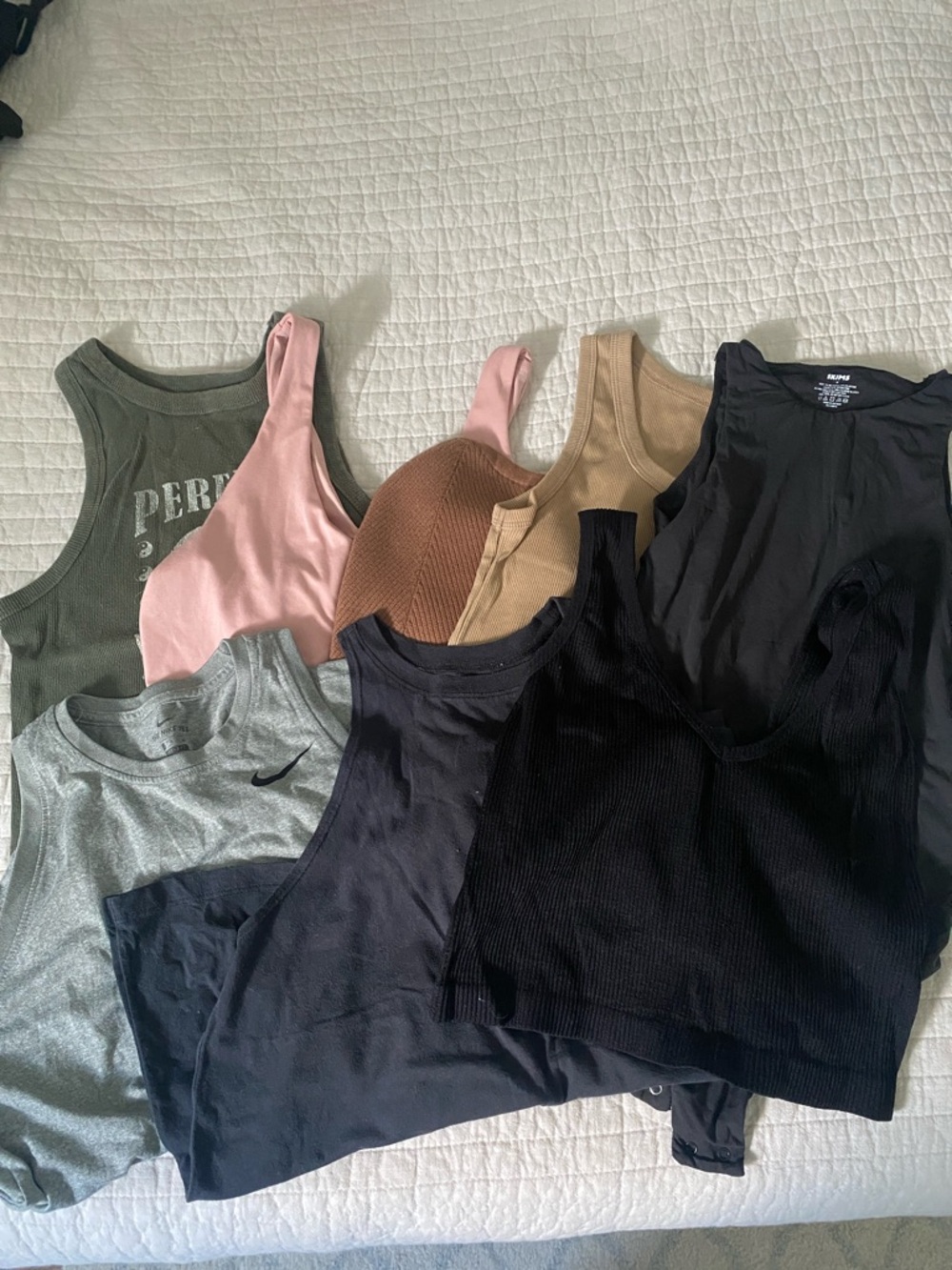 Mixed Women's Tank & Crop Top Bundle - Black, Pink, Olive, Tan, Gray